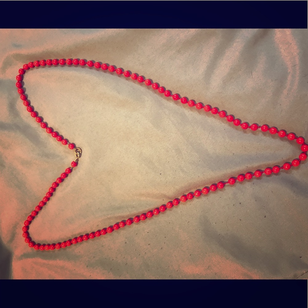 Handmade Red Bead Long Necklace